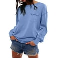 thumbnail image 2 of tarylea Womens Tops Long Sleeve Crewneck Cinch Cuff Oversized Pullover Casual Loose Fall Solid Color Tops with Pocket, 2 of 9