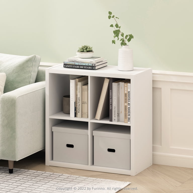 Furinno Stylish Wood Shelf 4-Cube Storage Organizer, Open Back