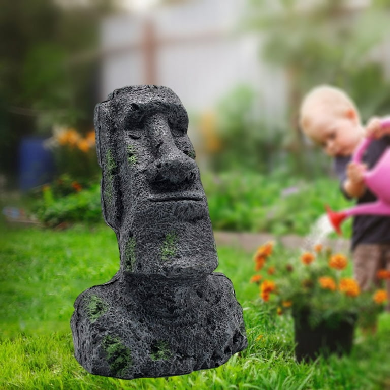 Aquarium Easter Island Statues Decoration, Fish Tank Moai Ornament Hideouts Log for Indoor E Outdoor Garden Planer Flowerpot Landscape, Size