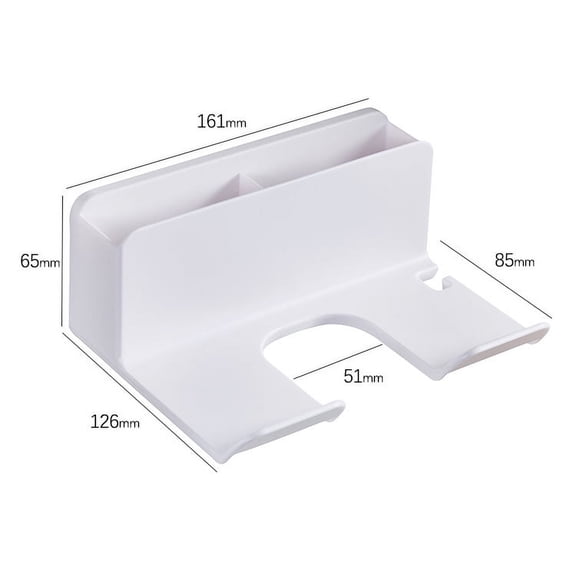 Wall Mounted Hair Dryer Holder with Storage Shelf 1 Set Adhesive Blow Dryer Rack White Plastic Organizer for Bathroom