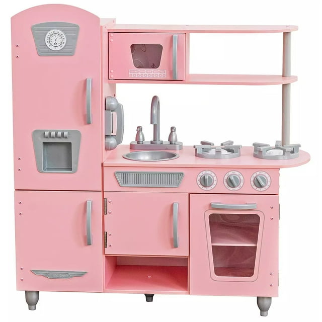 Pemberly Row Cuisine Vintage Rose avec Fixations en Acier Inoxydable et Machine à Glaçons