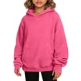 thumbnail image 3 of akafmk Girls Hoodie Sweatshirts Oversized Long Sleeve Sweatshirt with Kangaroo Pocket Casual Pullover Hooded Tops Solid Color Versatile Fall Clothes, Size 11-12 Years, 3 of 7