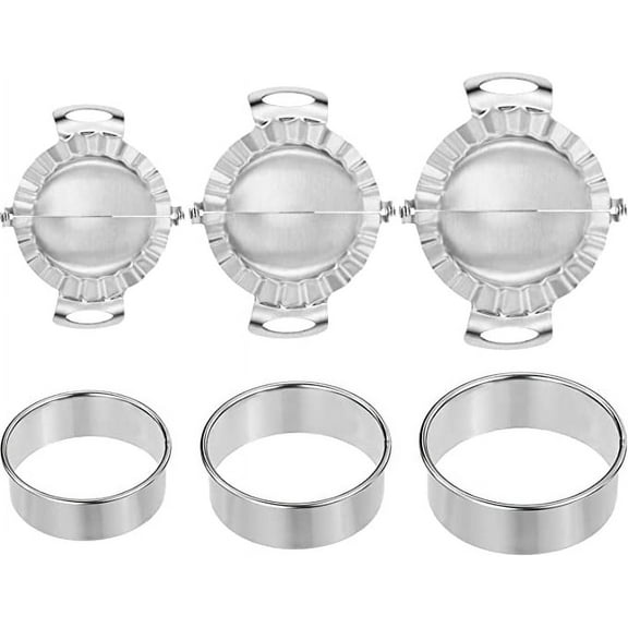 3 Pieces Dumplings Maker Dumpling Molds with 3 Pieces Dumpling Skin Maker in 12 cm/ 9.5 cm/ 7.5 cm Dumpling Wrapper Cutter Pie Ravioli Empanada Press Mold for Kitchen
