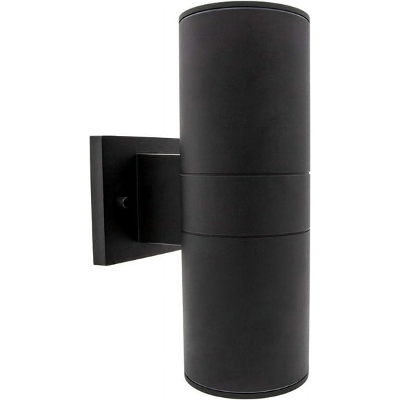 Cylinder LED Outdoor Wall Light - Modern Wall Wash Up and Down Porch Light, 24 Watt, 1680 Lumens, 3000K Warm White, Wall Mounted Sconce, Ideal for Backyard, Porch, or Accent Lighting - Black