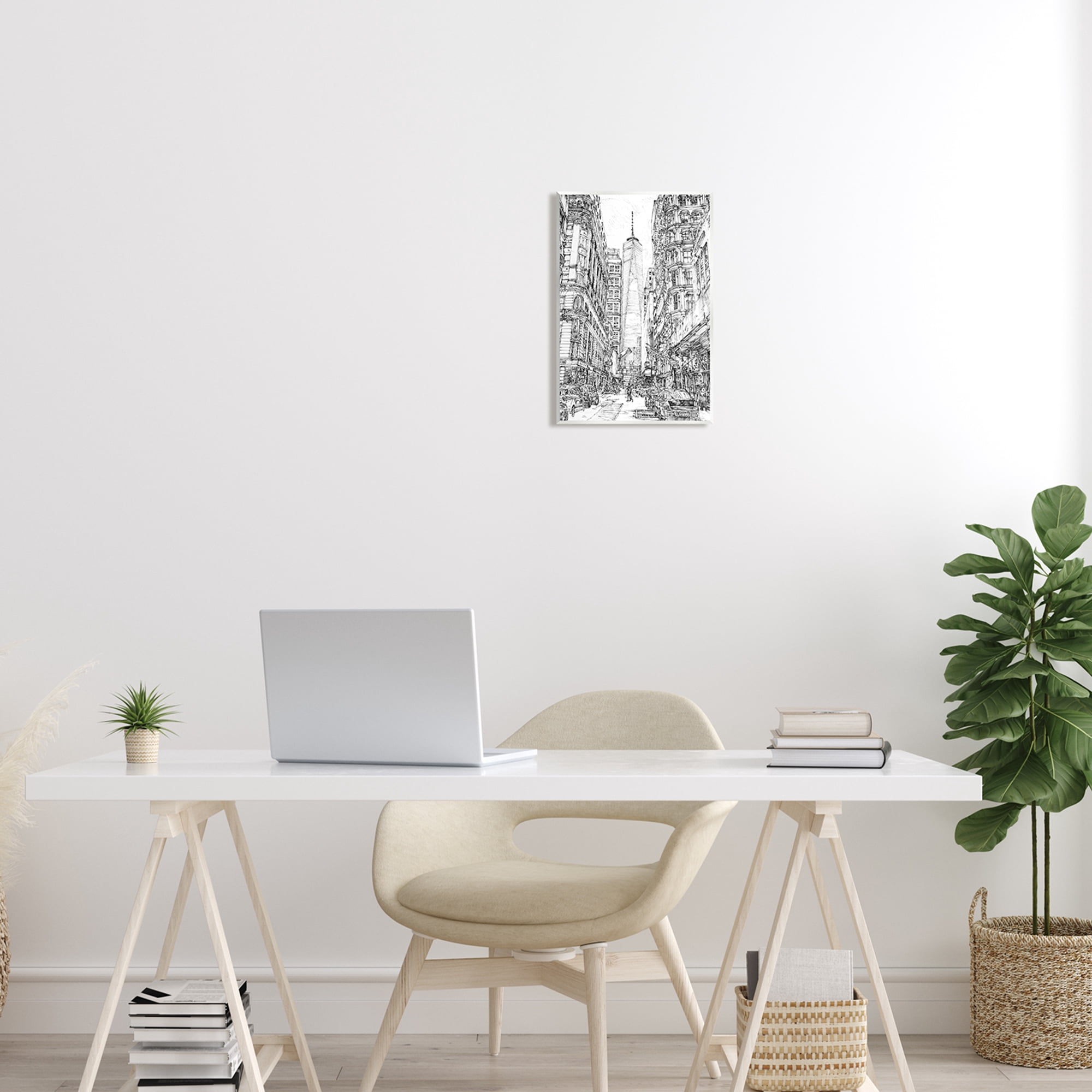 Stupell Urban City Metropolis One World Trade Center Travel & Places Drawing Wall Plaque Unframed Art Print Wall Art