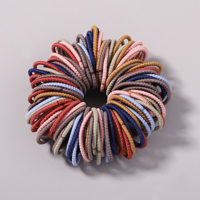 Lote de 100 diademas para niña, gomas elásticas de Color caramelo para el pelo, accesorios para el cabello para bebé
