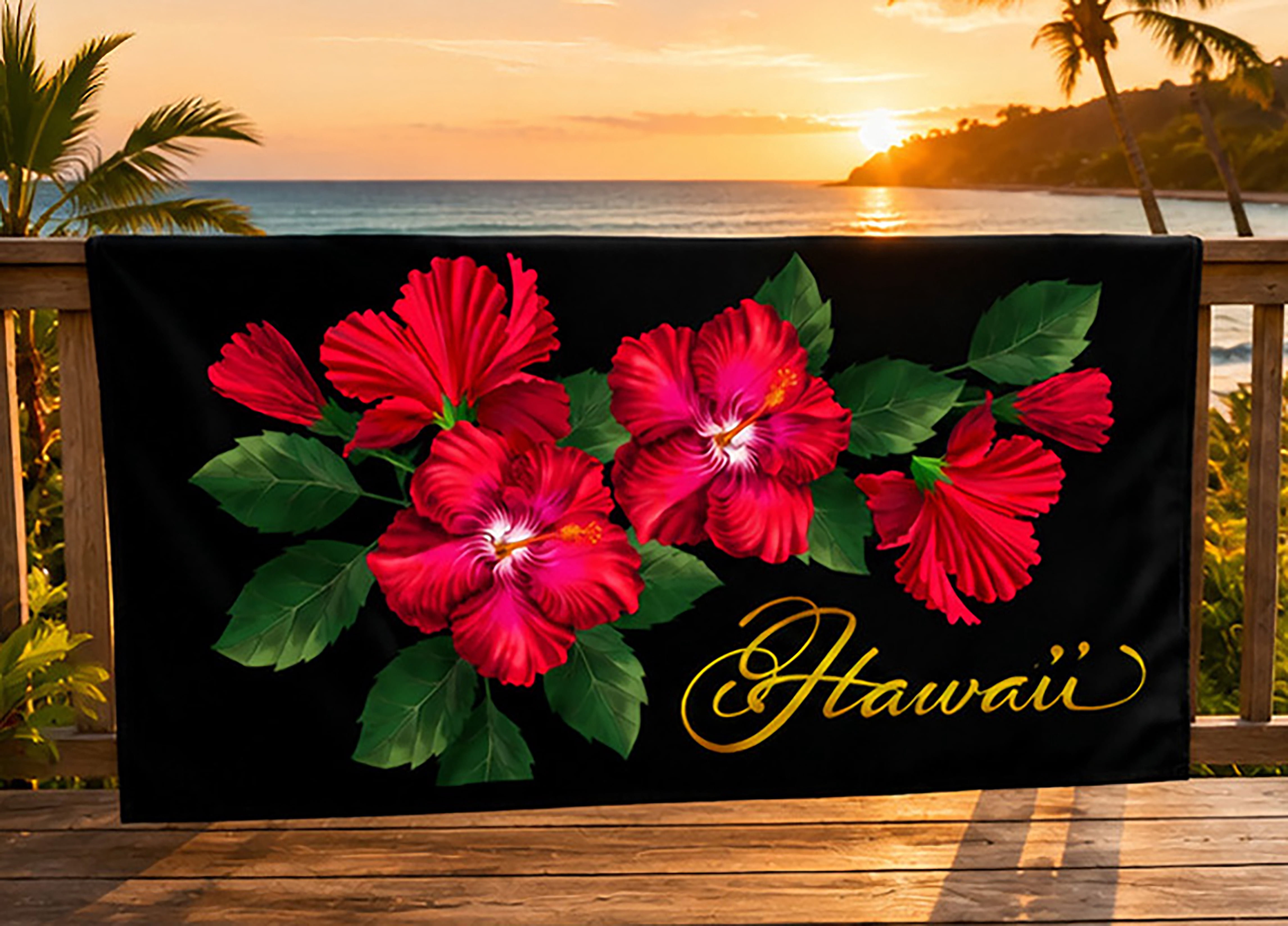 30" x 60" 100% Cotton Hibiscus Beach Towel