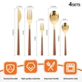 thumbnail image 2 of Set 20 Pieces, Wood Surface Handle And Matte Gold Head Flatware Set, Stainless Steel Cutlery Set, Utensil Sets, Service Set for 4, 2 of 7