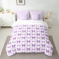 thumbnail image 2 of Feelyou Cartoon Cute Bow Bedding Comforter Set 7pcs for Kid, Princess Ribbon Queen Bedding Sets, Kawaii Purple Bowknot Reversible Queen Sheet Sets, Microfiber Bedroom Decor, 2 of 7