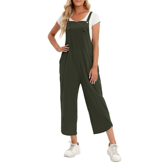 Monos, Mono de mujer con bolsillos, sin mangas, piernas anchas, monos de talla grande