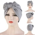thumbnail image 4 of Headscarf Cap Shirring Elastic Traditional Headscarf Cap Detachable Bow Solid Color Turban Hat Hair Accessories, 4 of 6