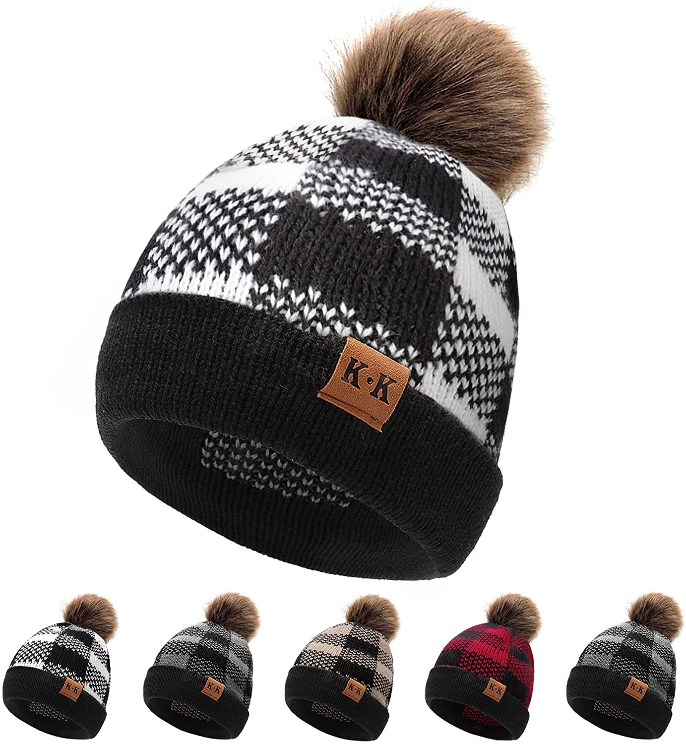 Bobble Hat Women Winter Ponytail Beanie 