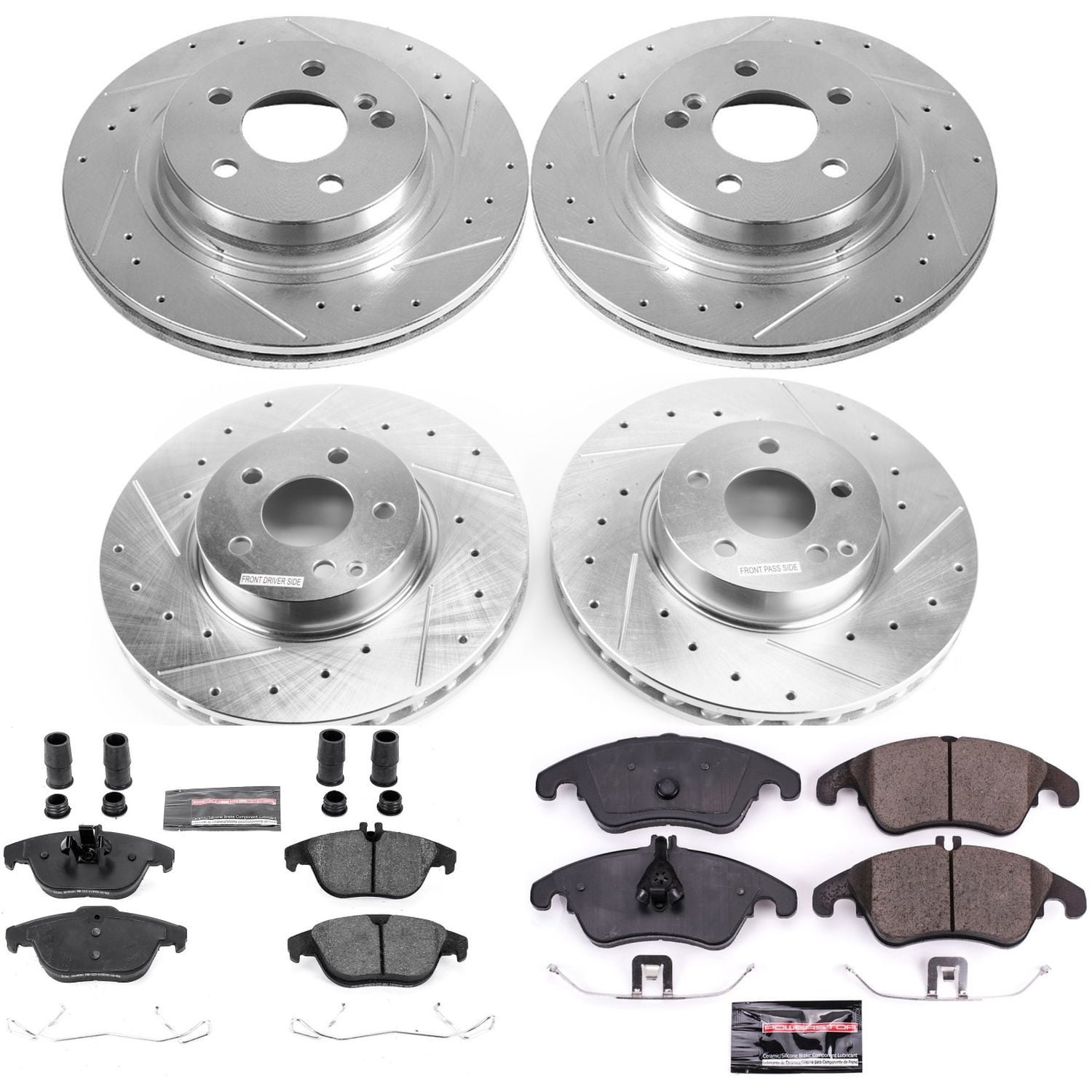 PowerStop Front and Rear Z23 Evolution Sport Carbon-Fiber Ceramic Brake Pad and Drilled & Slotted Rotor Kit Fits: MERCEDES-BENZ Select Models K7760