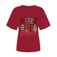 thumbnail image 6 of Odeerbi Christmas Shirts for Women 2025 Casual Round Neck Short-sleeved Christmas Tree Printed Top Burgundy, 6 of 6