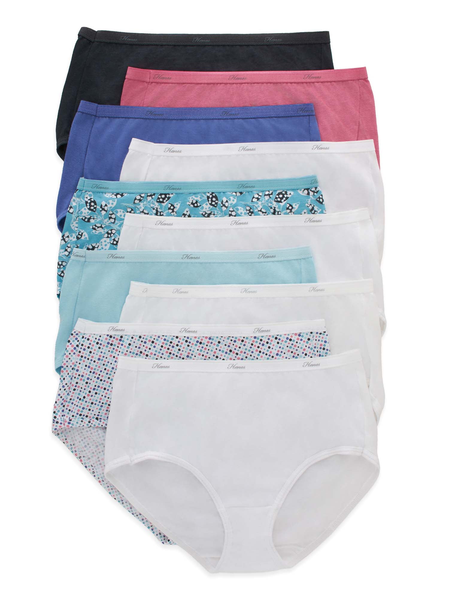 Hanes Women's Cotton Assorted Brief Panties, 10-Pack
