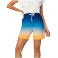 thumbnail image 2 of Mitankcoo Women's Gradient Color Cropped Shorts - Drawstring Stretch Pant - Trendy Casual Short Pants, 2 of 6