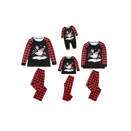 

Huakaishijie Christmas Pajamas for Family Matching Sleepwear Sets Xmas Santa Print Nightwear Sets
