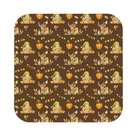 

Matuu Autumn With Pumpkin Harvest for Cup Coasters Set of 6 Leather Coasters Desk Coasters for Office Measures 4” x 4” Square