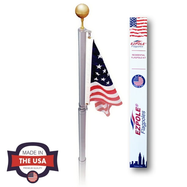 EZPole Liberty 17 ft. Aluminum Telescopic Flagpole Kit with Swivels