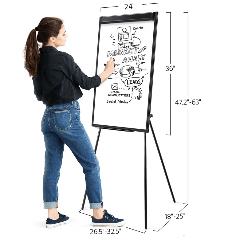 Stand Steady Mobile Whiteboard | Double-Sided Magnetic Dry Erase Board on Wheels | Extra Tall 74 inch Easel White Board | Portable White Board with