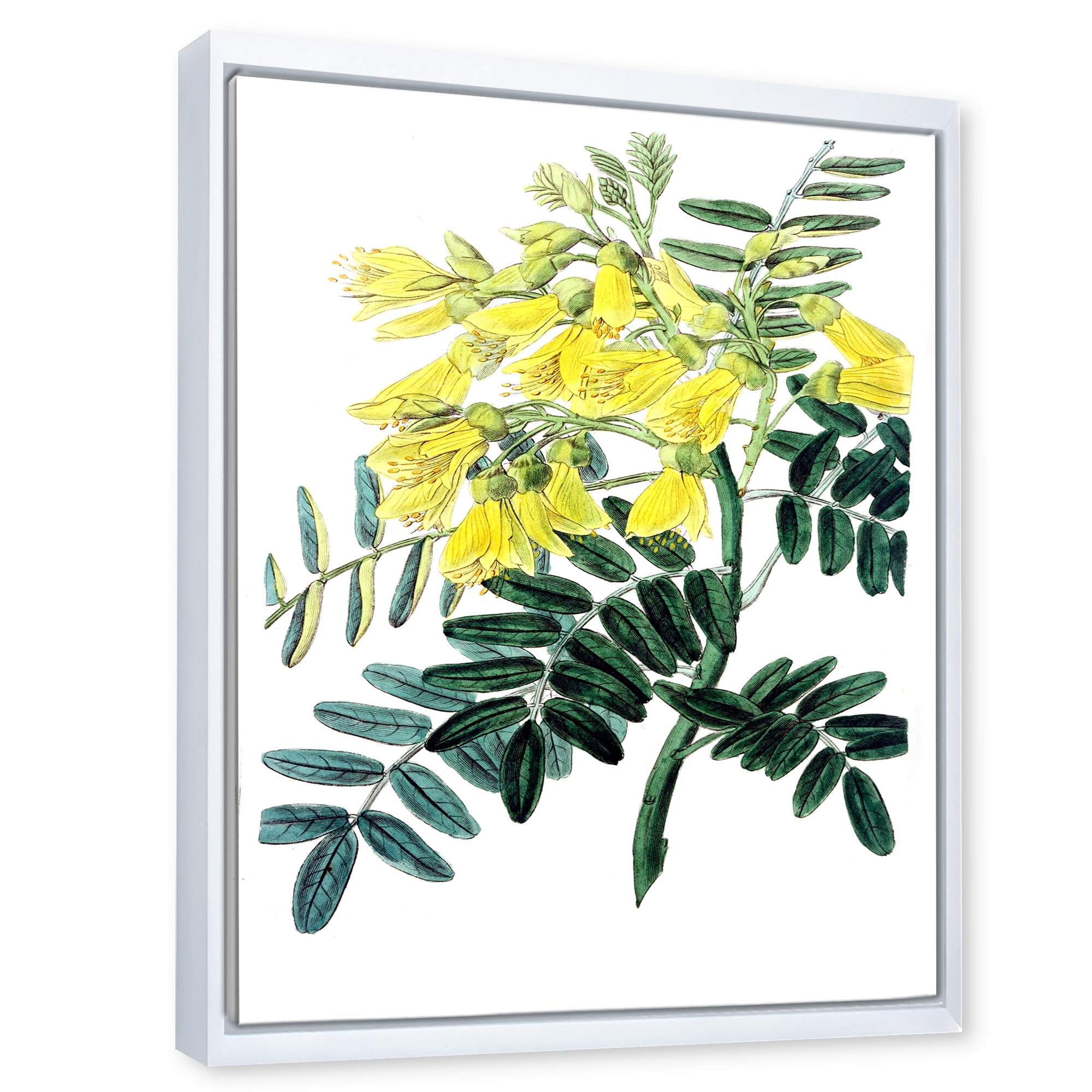 Designart 'Ancient Yellow Flower II' Traditional Framed Canvas Wall Art Print