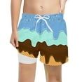 thumbnail image 3 of WOYY Boys Swim Trunks with Compression Liner Ice-Cream Print Swimming Shorts Swimwear, 3 of 3