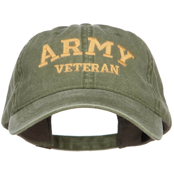 Army Veteran Letters Embroidered Washed Cap - Olive OSFM