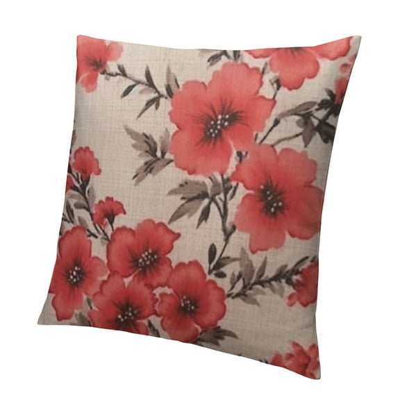 Dcorativ Throw Pillow for Couch Sofa,Floral Chrry Blossom Orintal Ink Painting Branchs