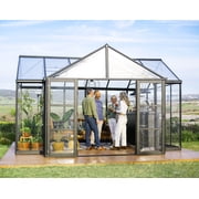 Palram - Canopia Triomphe Chalet - 12' x 15' - Walk-In Hobby Greenhouse - Black - with 2 Roof Vents