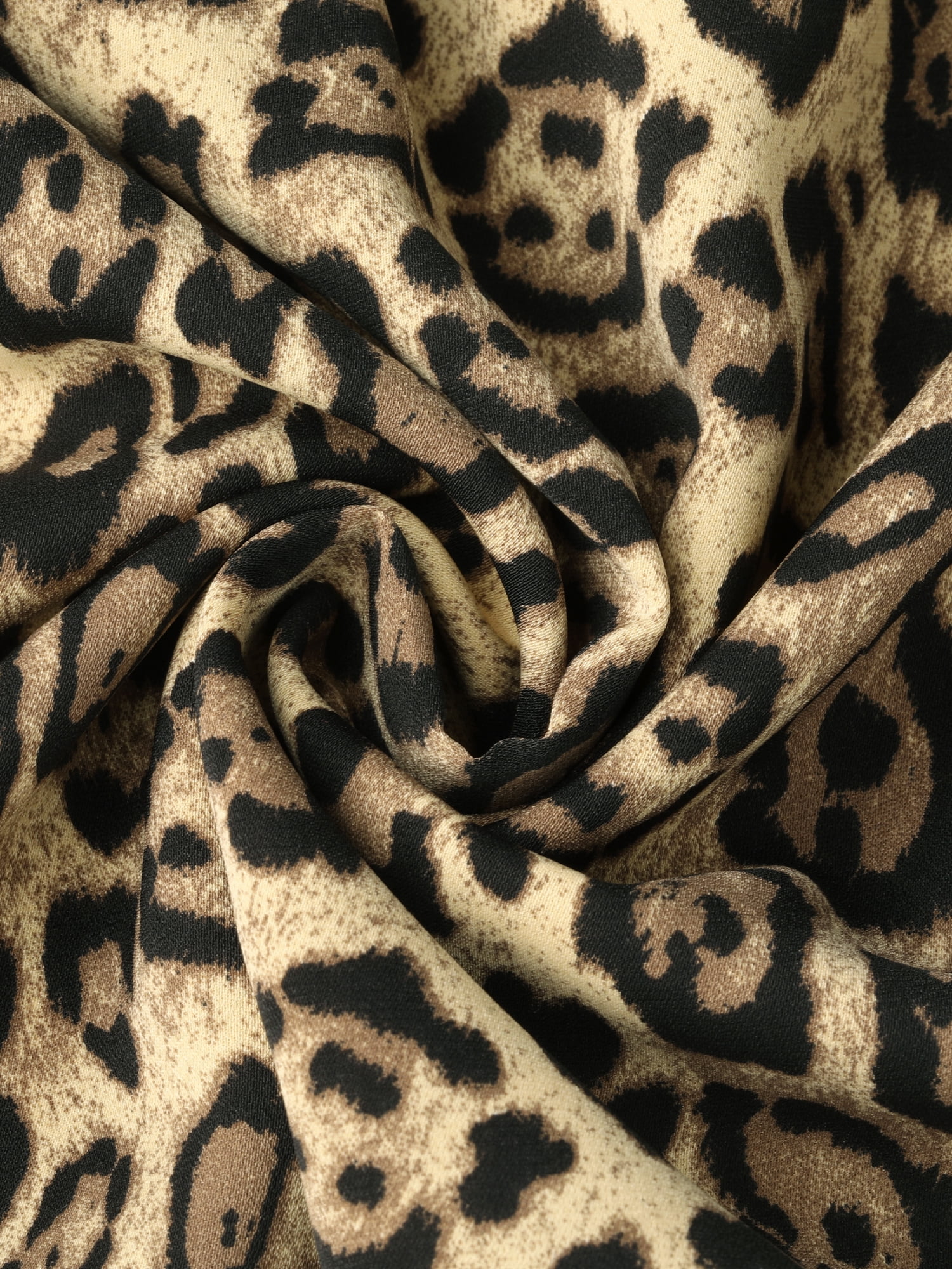 DARING DIVA Women's Leopard Print Bell Sleeve Ruffle Hem Tunic V-Neck Dresses M Brown