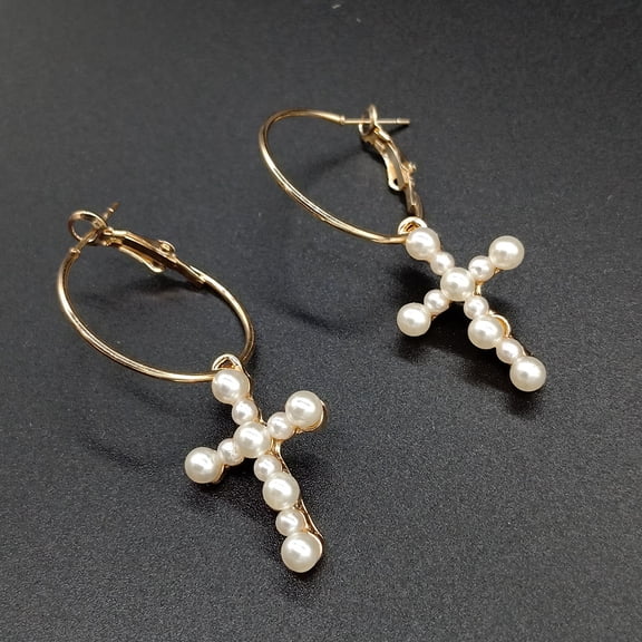 BESTYASH 1 Pair Stylish Drop Cross Earrings for Women, Elegant Jewelry Accessories Perfect for Daily Wear and Special Occasions