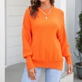 thumbnail image 4 of Fartey Oversized Sweaters for Women 2025 Fall Fashion Long Sleeve Kintted Warm Sweater Loose Casual Solid Color Crew Neck Pullover Sweaters Orange XL, 4 of 4