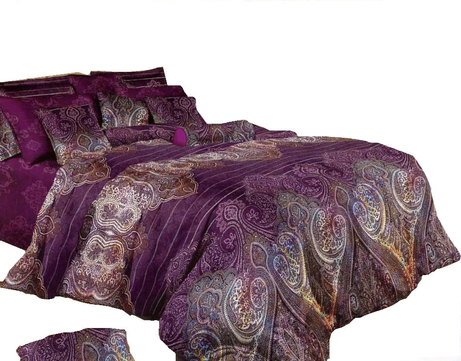Swanson Beddings Purple Paisley 3 Piece Duvet Bedding Set Duvet