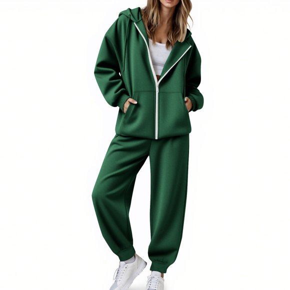 2 Piece Outfits for Women Zip up Sweatsuit Set Sweatshirt Jacket with Sweatpants Tracksuit Athletic Match Lounge Sets
