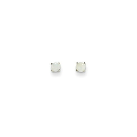 Woven Prong - 14k White Gold 3mm Opal Stud Earrings Birthstone October Prong Gemstone Gifts For Women For Her