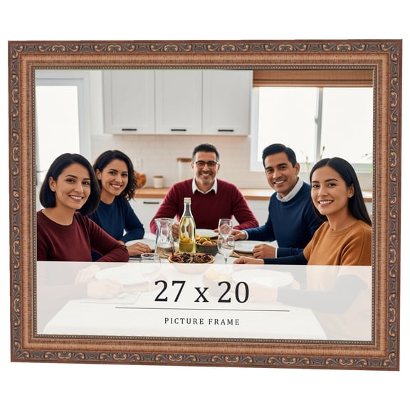 27x20 Frame Gold Solid Wood Picture Frame Width 1.25 Inches | Interior Frame Depth 0.375 Inches |