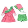 thumbnail image 4 of Toddler Girl Swimsuit Girl's Two Piece Ruffle Tankini Set with Matching Swim Cap Bathing Suits for Girls Watermelon Red 10-12 Years, 4 of 9