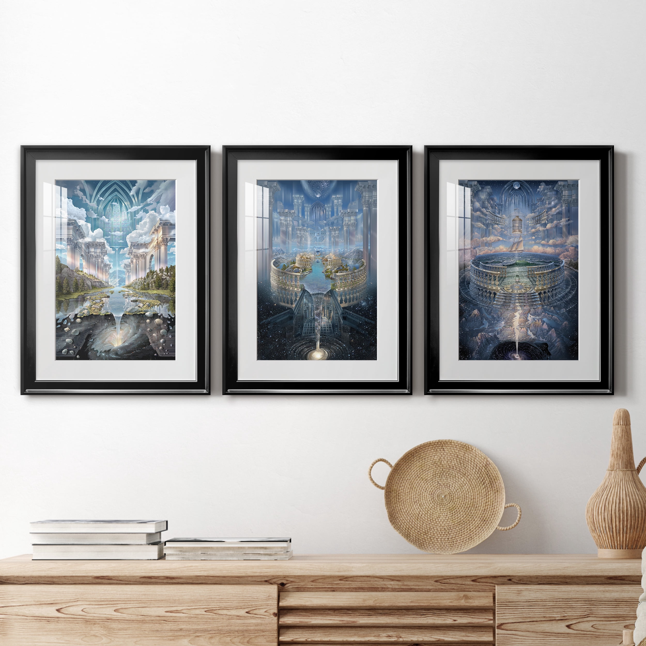 Genesis II Premium Framed Prints Set of 3 - Ready to Hang - 18 x 24 Each - Black Frame