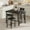 Embossed Black, variant on Dining Table Set for Two with Footrest and Corner Protector, 3 Piece Kitchen Table with Backrest, Counter Height Table Set and Upholstered Bar Stools