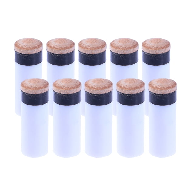 MasteelfCA 10pcs American Style Billiard Cue Ferrules and Tips Billiard Replacement Screw-on Tips with Pool Cue Stick Ferrules Hard Cue Tips (White and Brown)