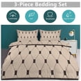 thumbnail image 5 of 3 Pcs Soft Bedding Set, Includes 1 Duvet Cover with Zipper And 2 Pillow Shams,Vintage Brown Tiles Pattern Queen(90"×90"), 5 of 8