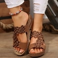 thumbnail image 5 of THDHVS Brown Sandals Women,Womens Wedge Sandals,Women's Fashion Casual Summer Style Solid Color Hollow Strap Roman Thick Bottom Wedge Heels Brown 7.5, 5 of 7