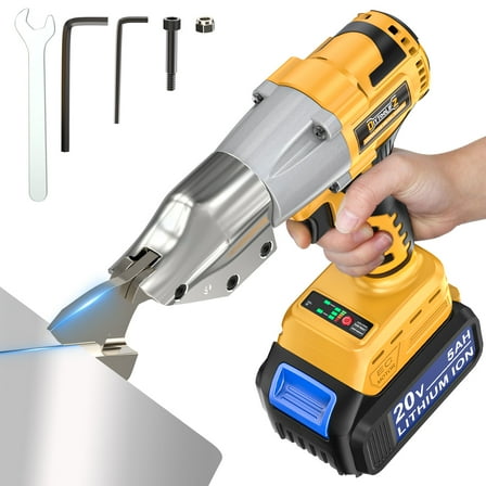 Cordless Sheet Metal Cutter: Sheet Metal Nibbler Compatible with Dewalt 20v Battery (Including Battery) - 221 Ft-Lbs Torque Shears - Cuts 18GA Material for Steel, Leather & Carpet