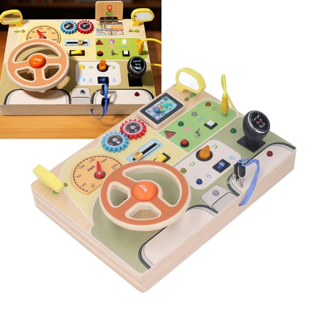 Tablero De Madera Para Niños Pequeños, Tablero Del Volante Del Coche, Estimulación De La Coordinación Mano-ojo, Educación Temprana Para Niños Para La Vida Diaria