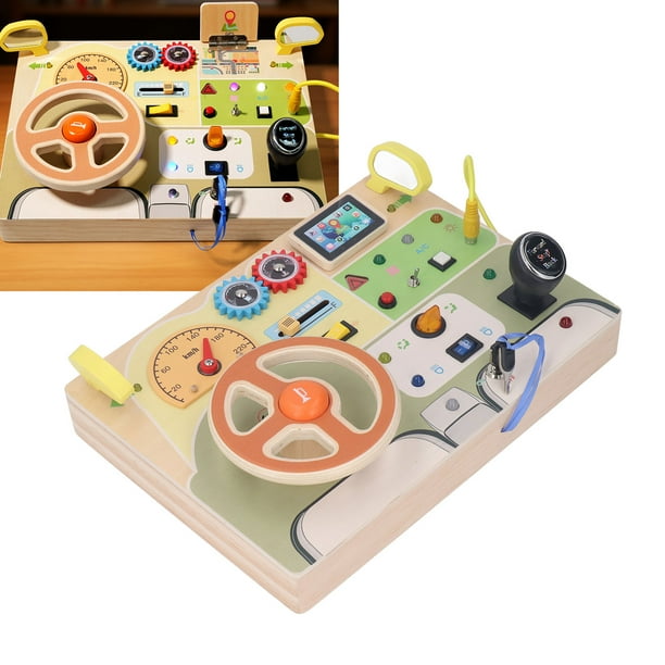 Tablero De Madera Para Niños Pequeños, Tablero Del Volante Del Coche, Estimulación De La Coordinación Mano-ojo, Educación Temprana Para Niños Para La Vida Diaria