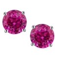 thumbnail image 2 of Star K� Round 7mm Simulated Pink Tourmaline Classic Screw Back Stud Earrings, 2 of 9