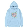 thumbnail image 5 of WQNVRNR Kids Valentine's Day Hoodie- Long Sleeve Casual Heart Fleece-Lined Sweatshirt with Pocket Light Blue Size 8, 5 of 6