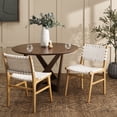 thumbnail image 2 of SAFAVIEH Taika Woven Leather Dining Chair, White/Natural, Set of 2, 2 of 13