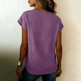 thumbnail image 4 of Cotton Linen Shirts for Women Summer V Neck Linen T Shirts Top Womens Casual Solid Loose Fits Lightweight Breathable Comfy Short Sleeve Tee Shirts, 4 of 6