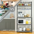 thumbnail image 3 of Walsunny Kitchen Bakers Rack with Power Outlet Shelves for Microwave with 10 Hooks and Metal Wire Panel, Coffee Bar Cabinet Station and Kitchen Cart, 3 of 7